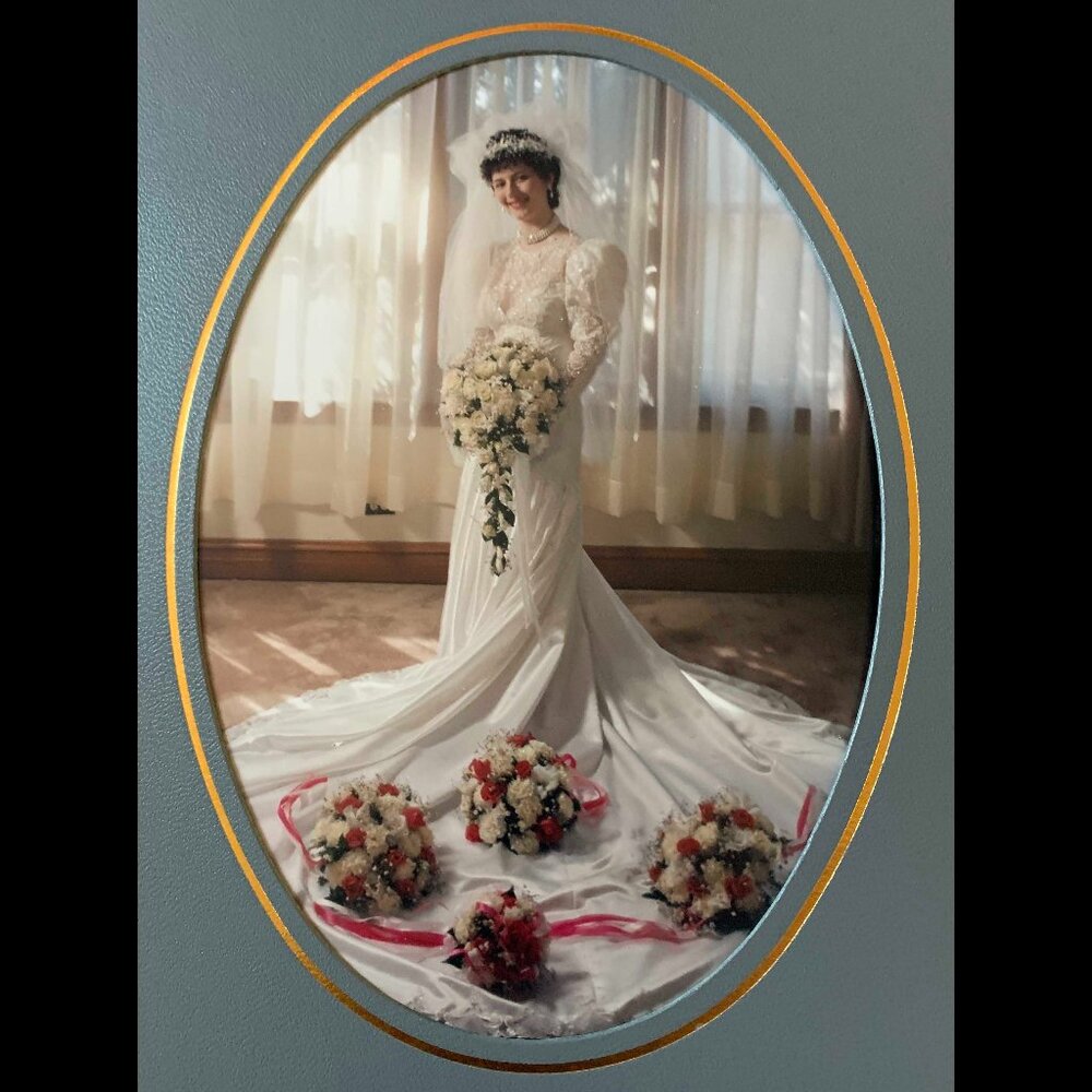 Vintage '80s Wedding Gown White With All The Trimmings FREE Shipping